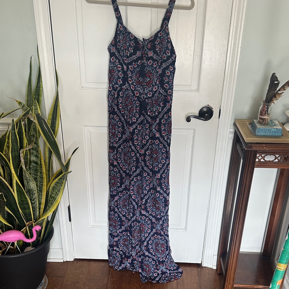 Xhilaration Navy and Pink Floral Maxi Dress